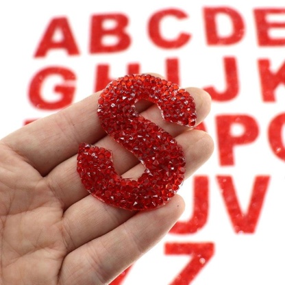 Red Rhinestone Letter Patches