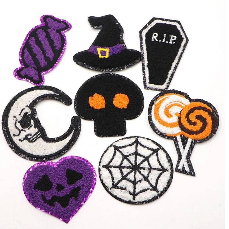Halloween Skull Ghost Chenille Patches