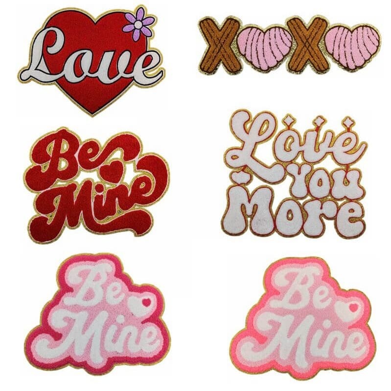Love Glitter Chenille Patches