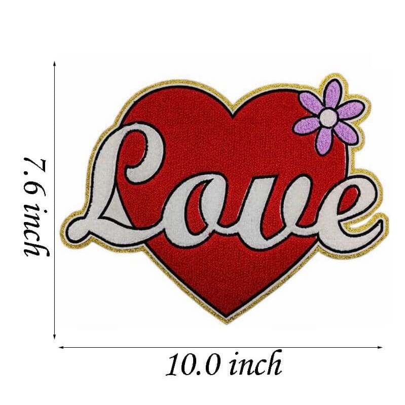 Love Glitter Chenille Patches