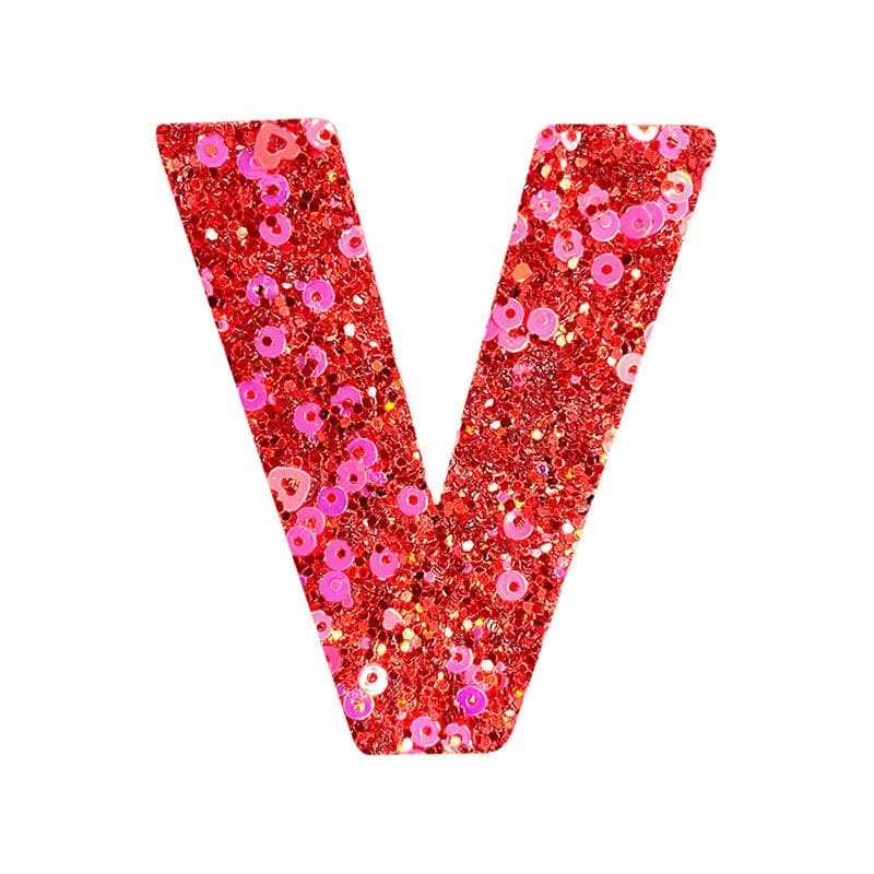 Red Sequin Letter Iron On Patch