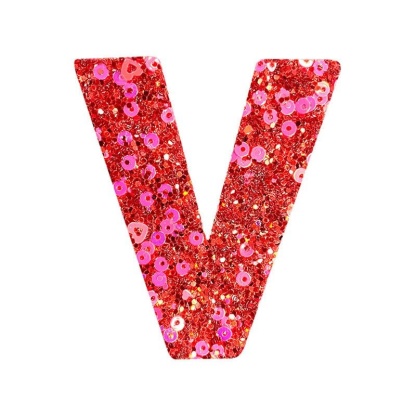 Red Sequin Letter Iron On Patch