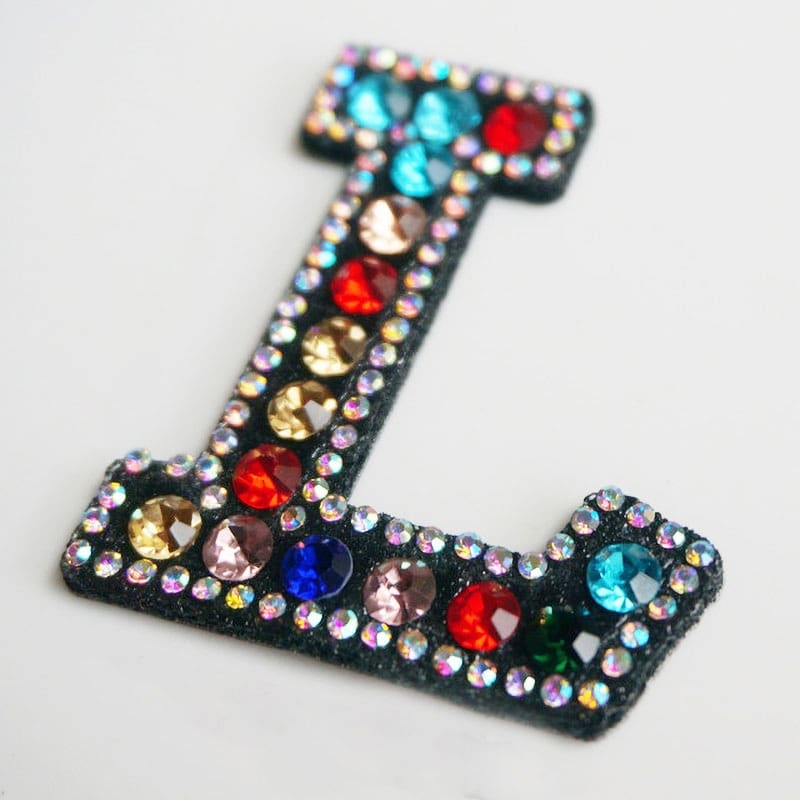 Rainbow Rhinestone Letter Patch