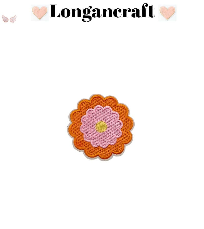 Orange Flower Embroidered Patch