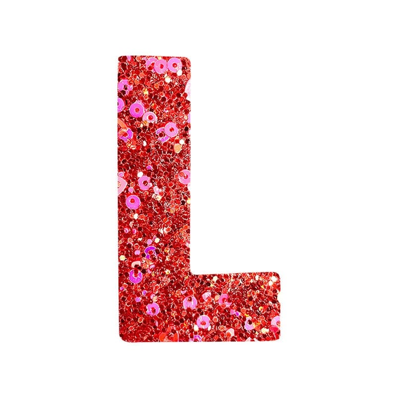 Red Sequin Letter Iron On Patch