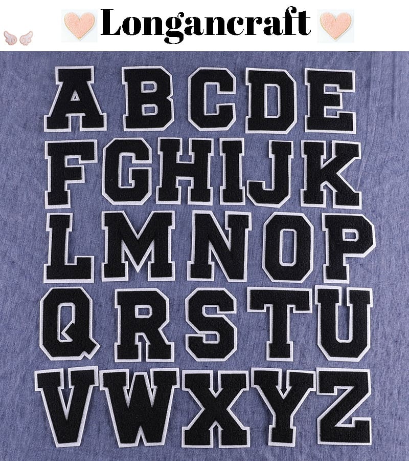 Black Letter Iron On Patches