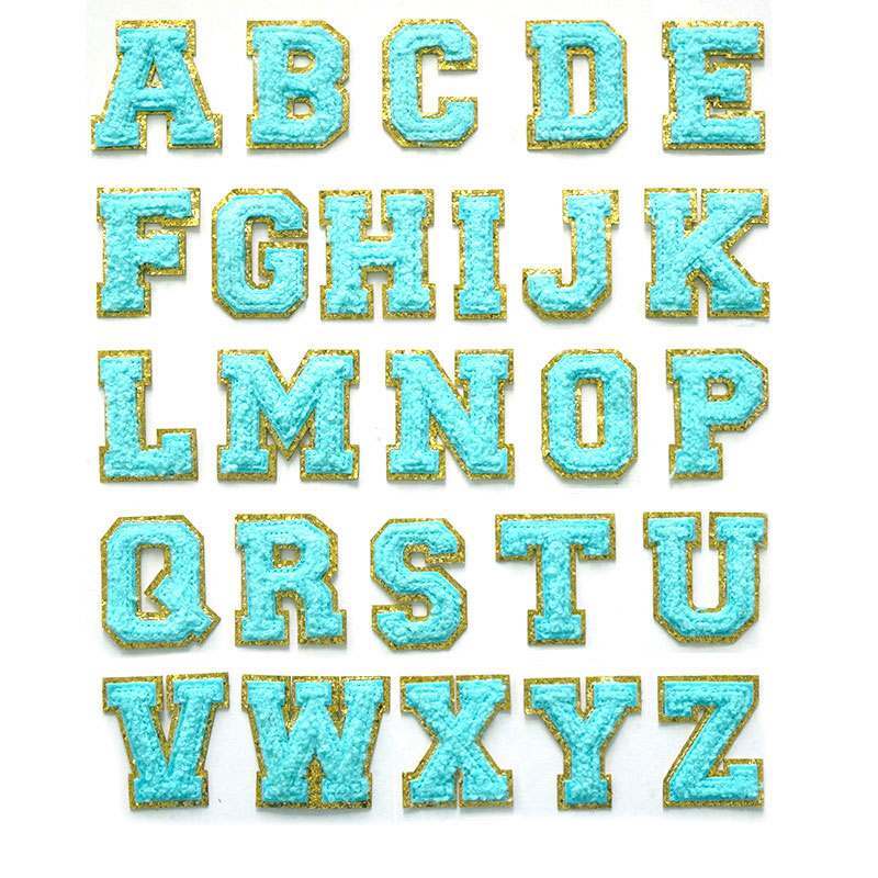 Light Blue Letter Iron On Patch