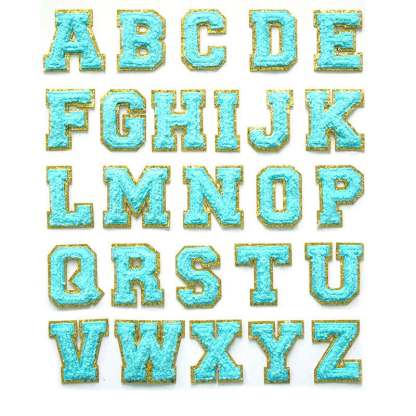 Light Blue Letter Iron On Patch