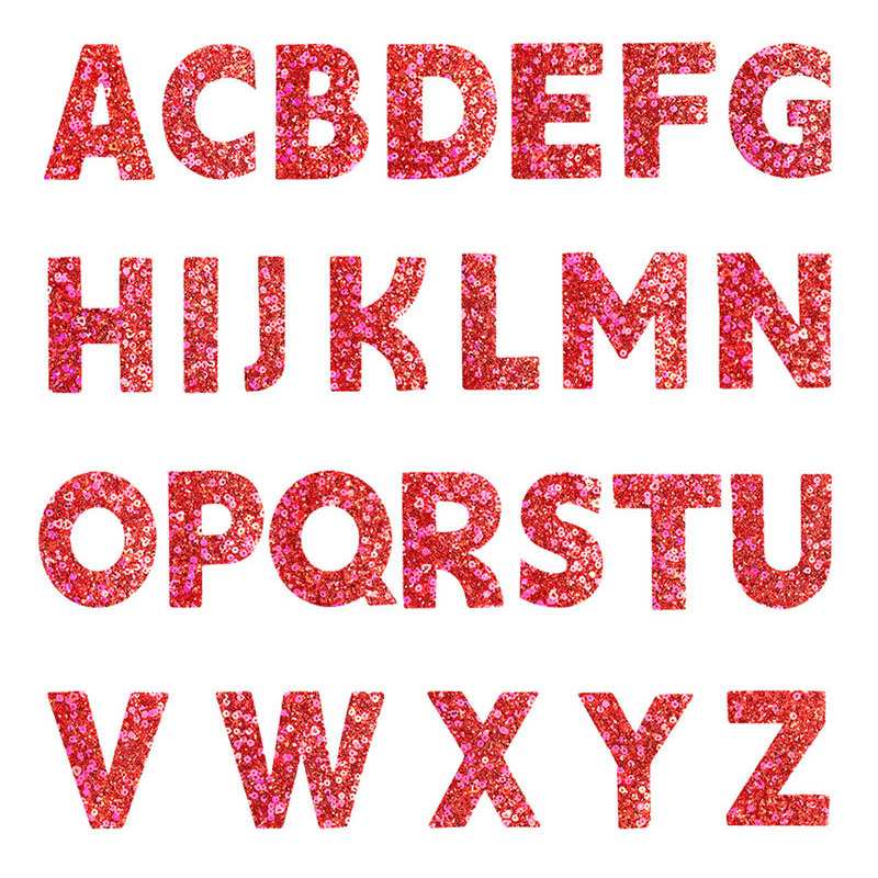 Red Sequin Letter Iron On Patch