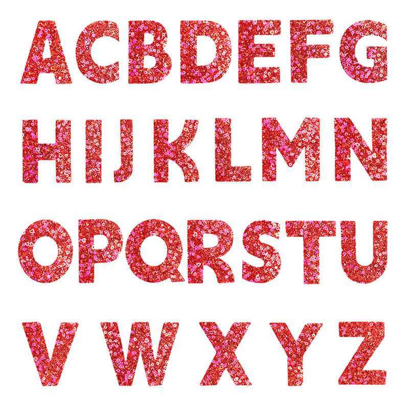 Red Sequin Letter Iron On Patch