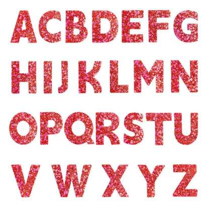 Red Sequin Letter Iron On Patch