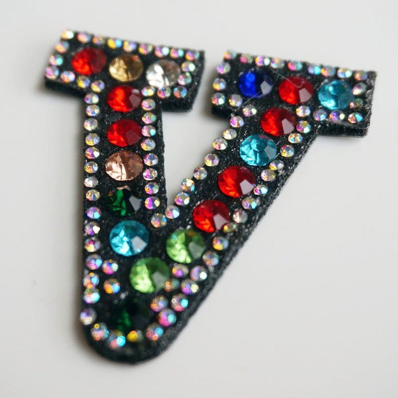 Rainbow Rhinestone Letter Patch