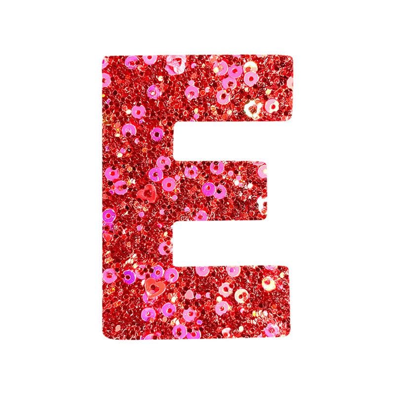 Red Sequin Letter Iron On Patch