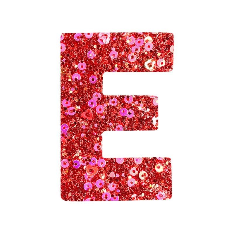 Red Sequin Letter Iron On Patch