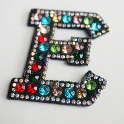 Rainbow Rhinestone Letter Patch