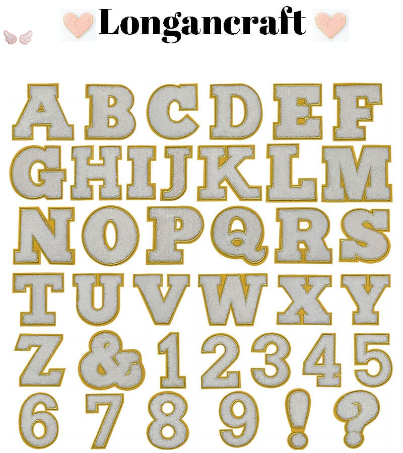 White Letter Chenille Patches