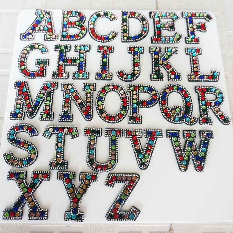 Rainbow Rhinestone Letter Patch
