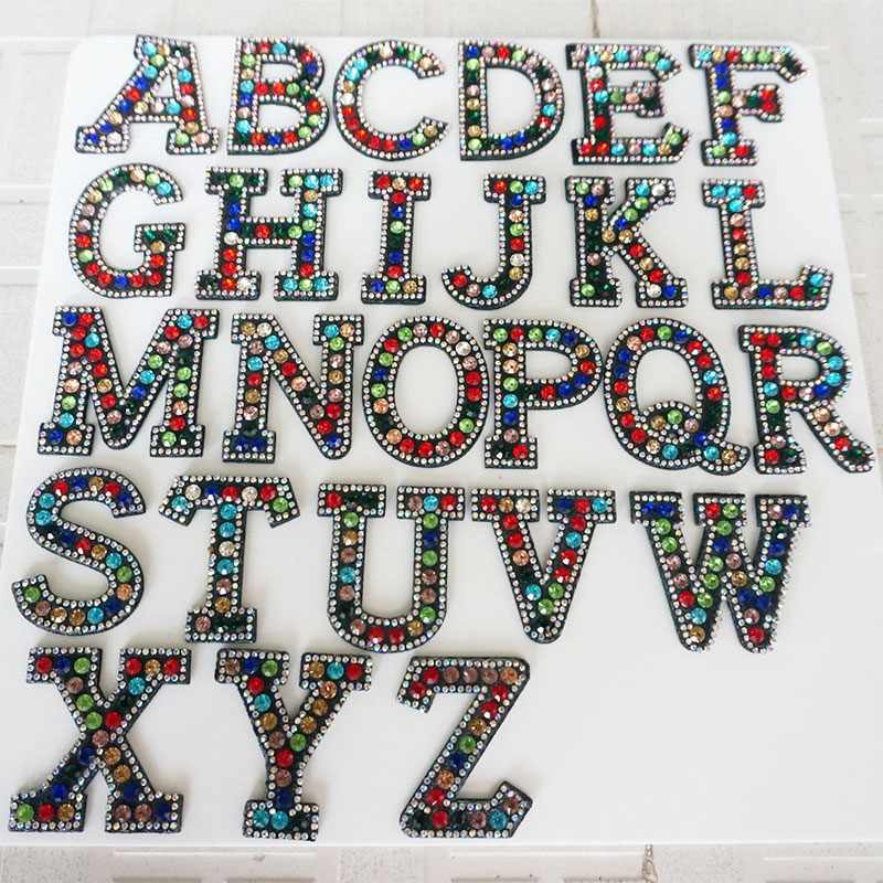 Rainbow Rhinestone Letter Patch