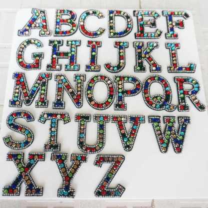 Rainbow Rhinestone Letter Patch
