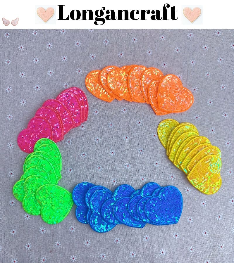 Color Heart Sequin Patches