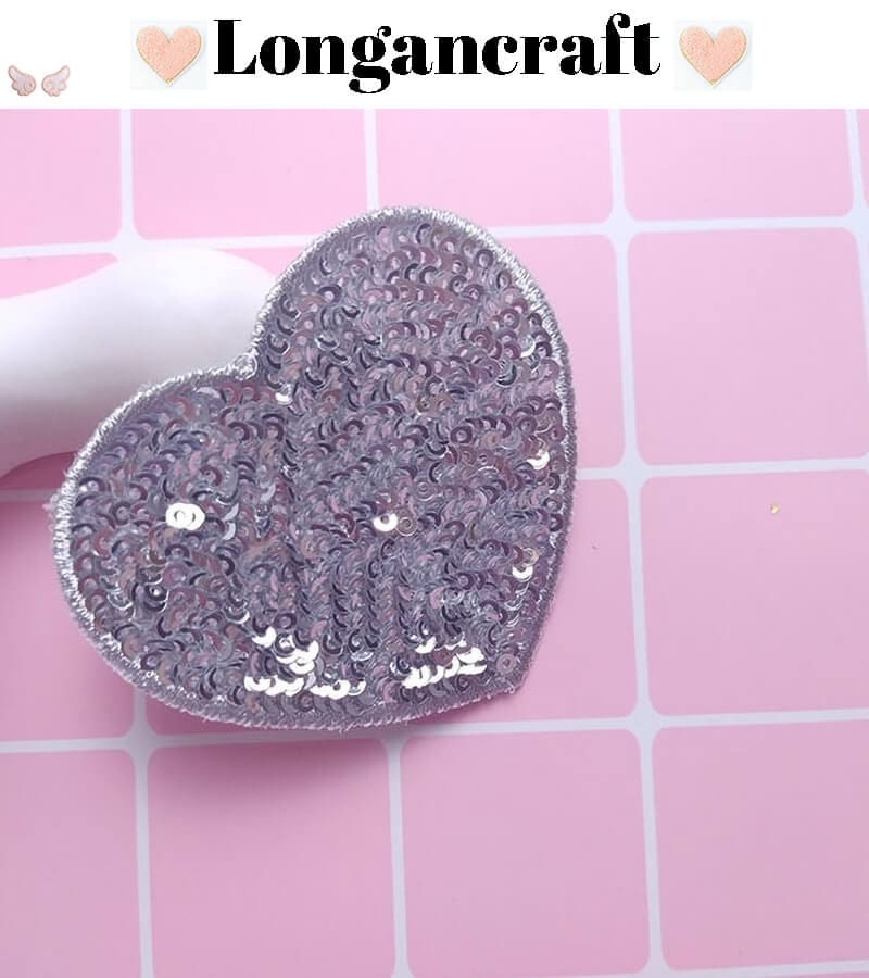 Color Heart Sequin Patches