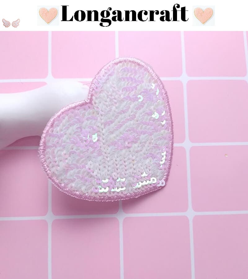 Color Heart Sequin Patches