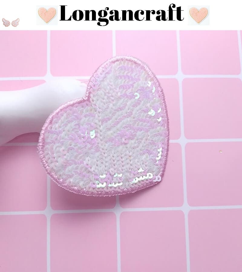 Color Heart Sequin Patches