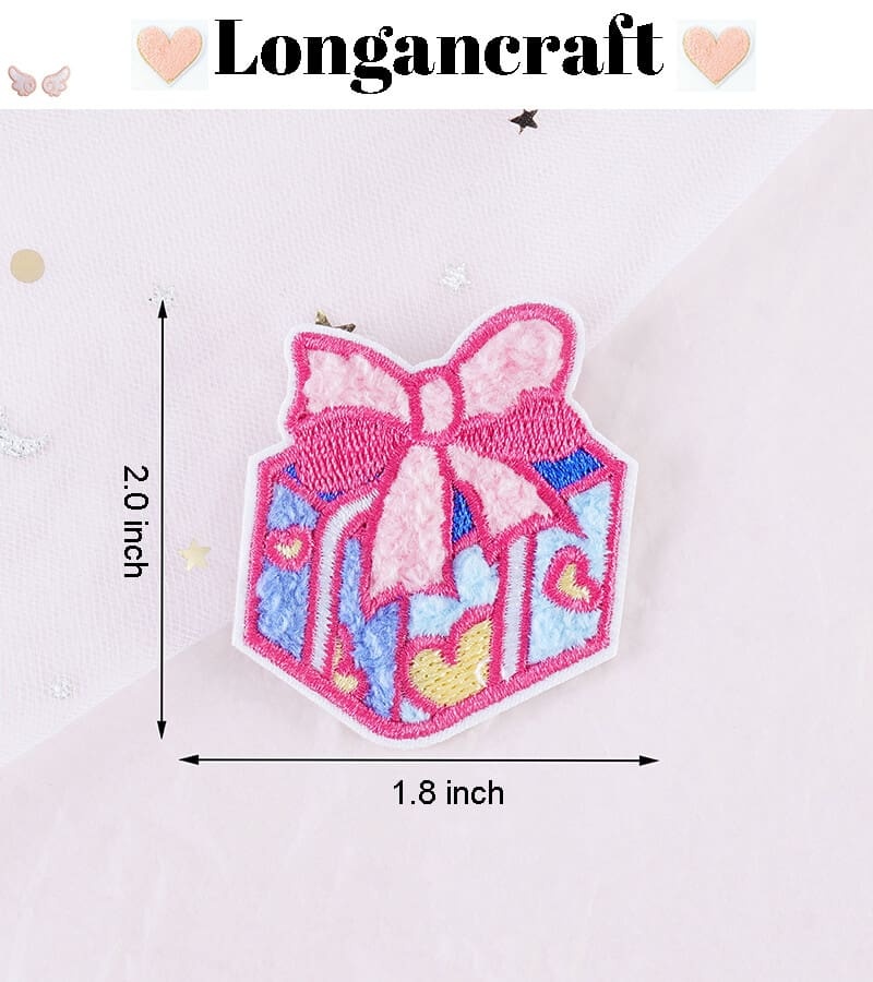 Gift Box Heart Chenille Patches