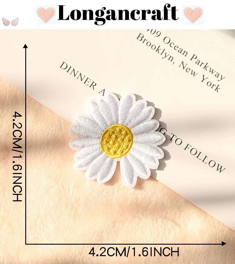 Bee Daisy Embroidered Patches