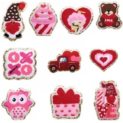 Heart Bear Chenille Patches