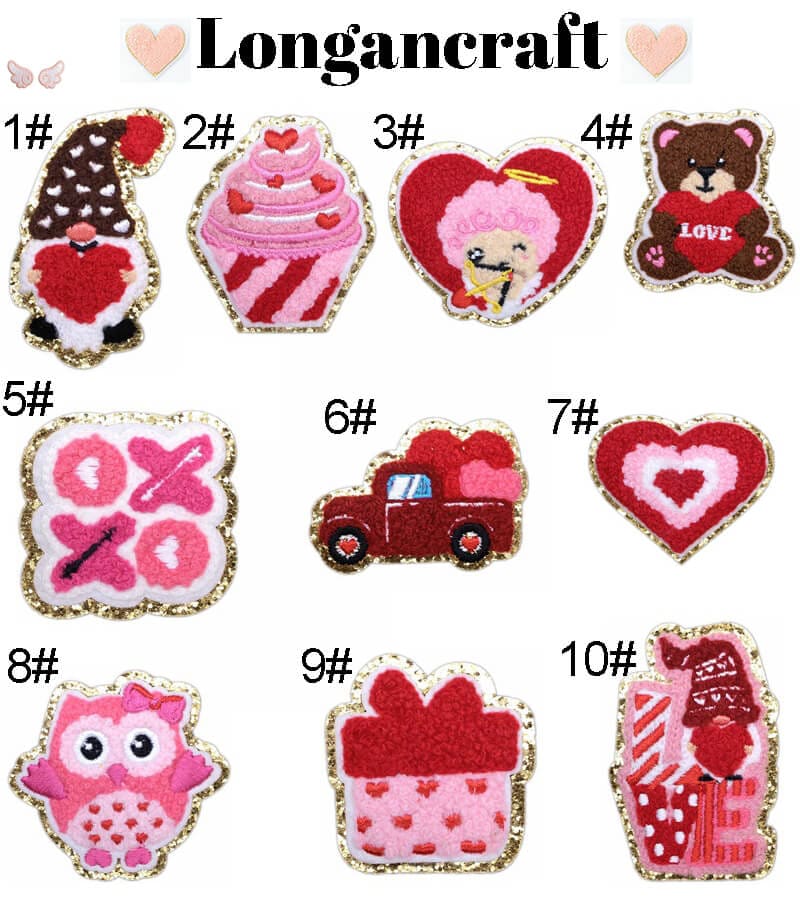 Heart Bear Chenille Patches