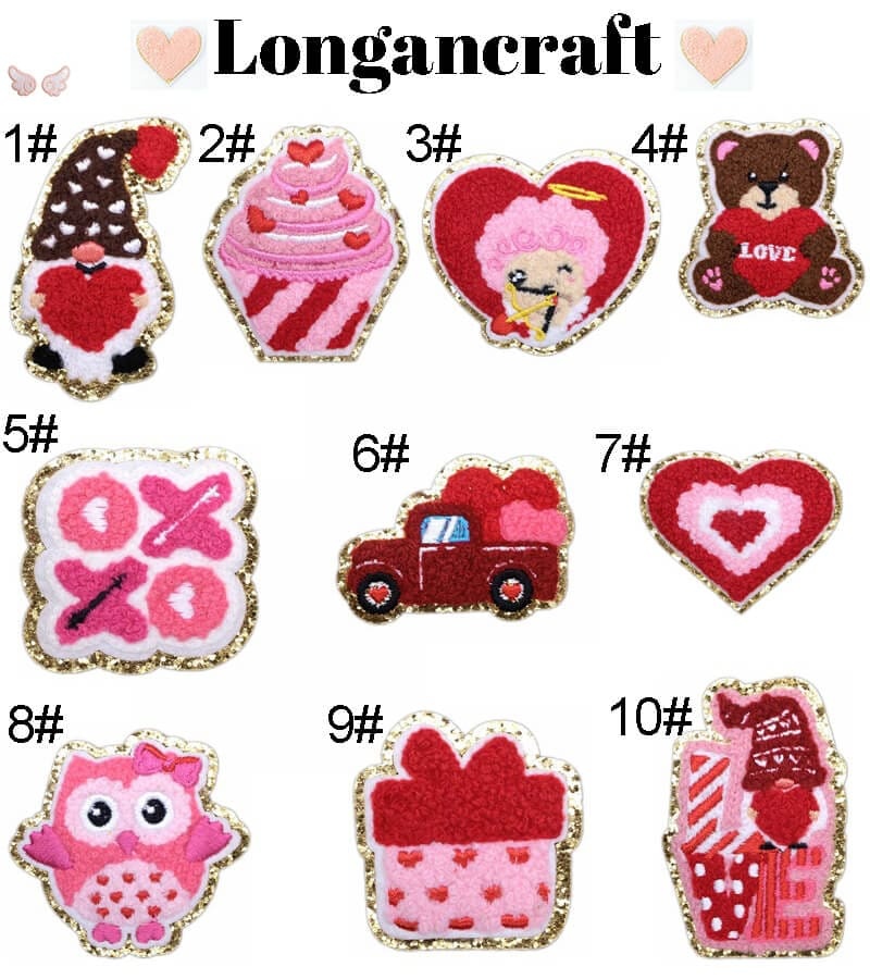 Heart Bear Chenille Patches