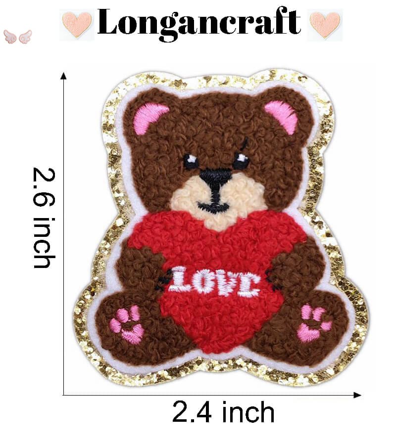 Heart Bear Chenille Patches