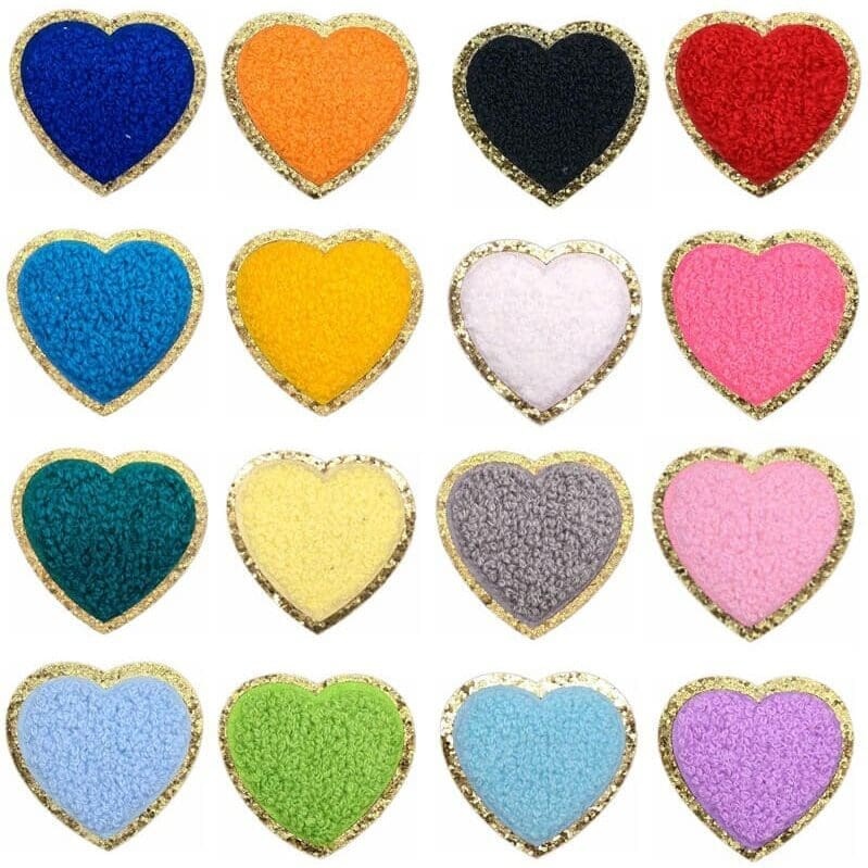 Colorful Heart Glitter Patches