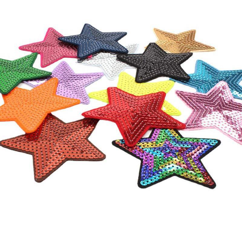 Color Star Heart Sequin Iron On Patches