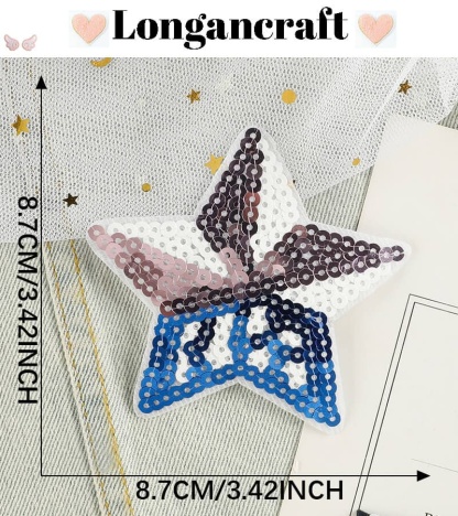 Flag Star Sequin Patches