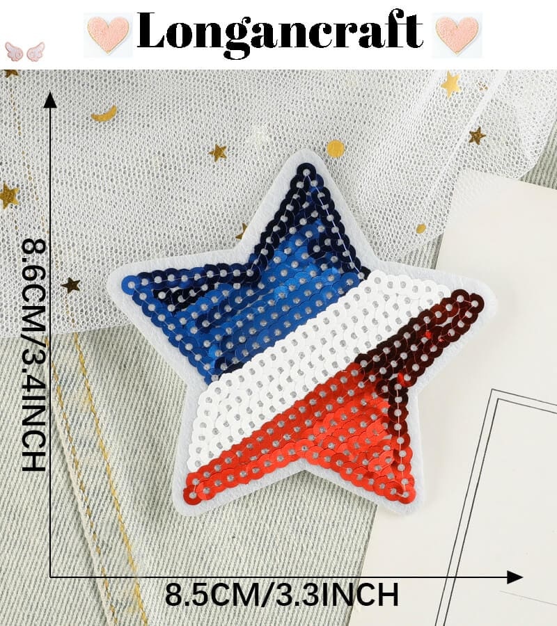 Flag Star Sequin Patches
