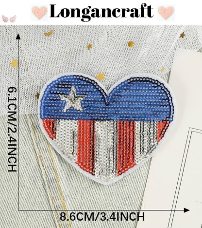 Flag Star Sequin Patches