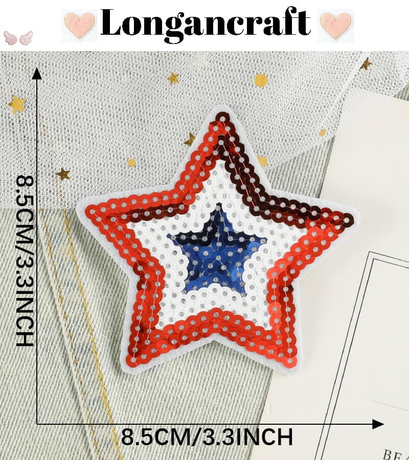Flag Star Sequin Patches