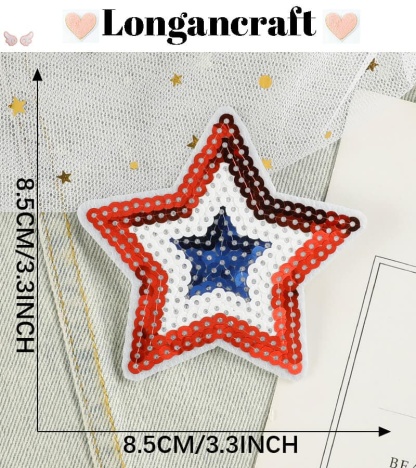 Flag Star Sequin Patches