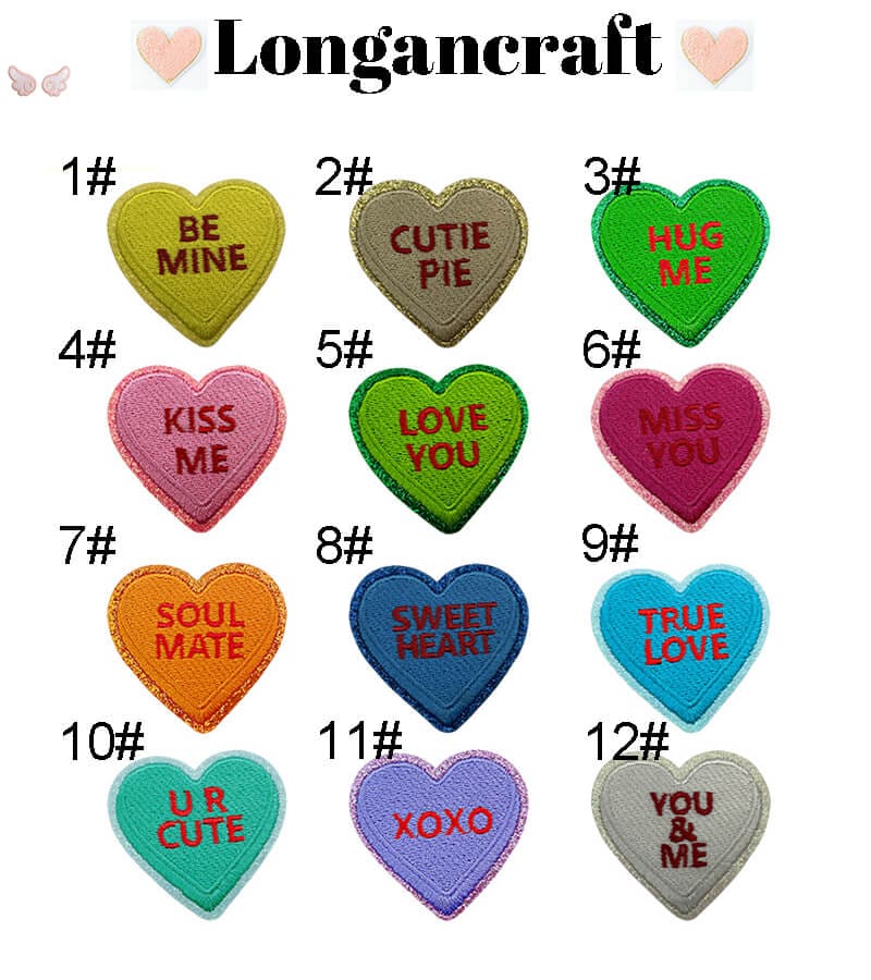 Colorful Heart Glitter Patches