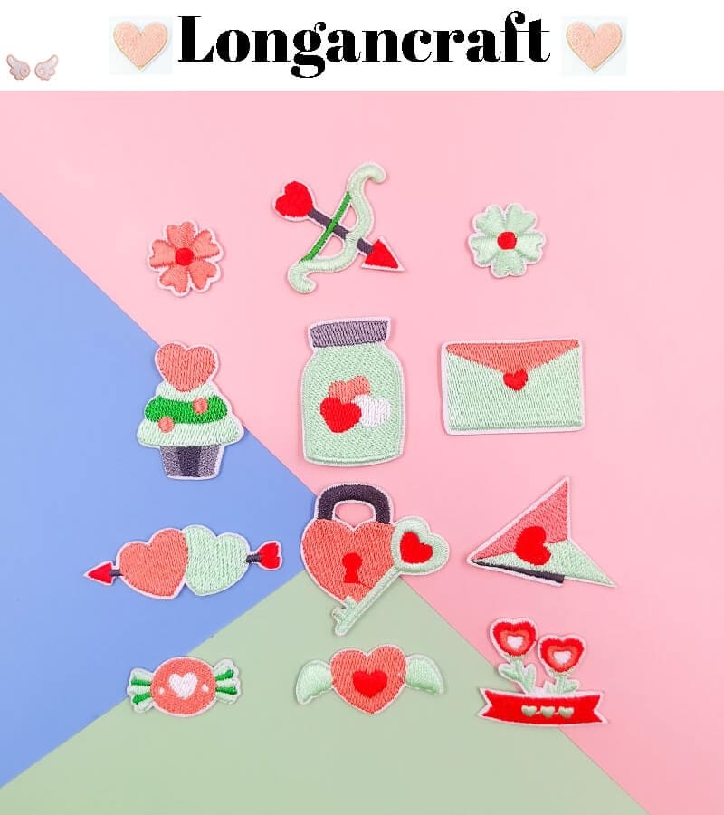 Heart Flower Embroidered Patch