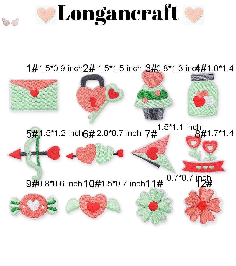 Heart Flower Embroidered Patch