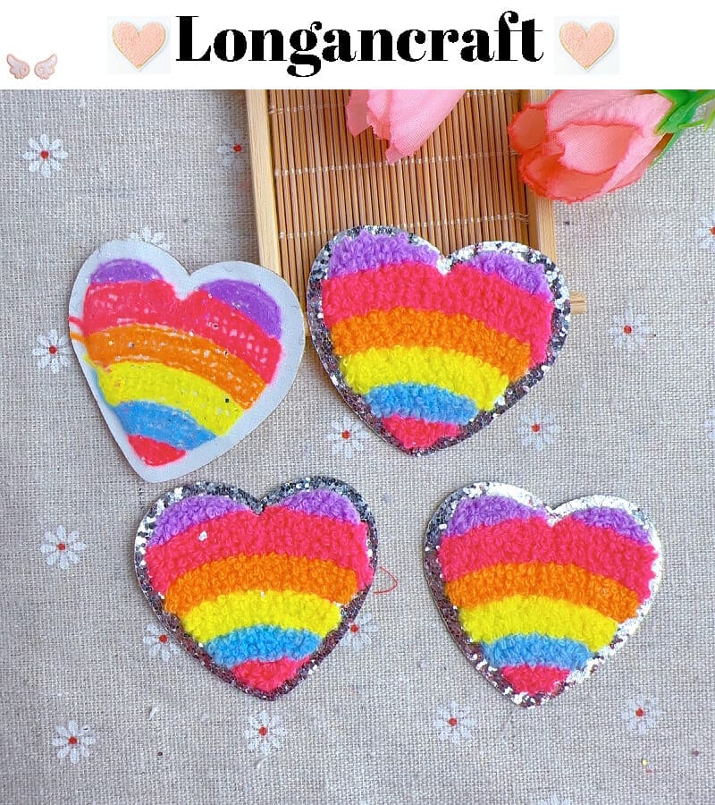 Rainbow Heart Glitter Patches