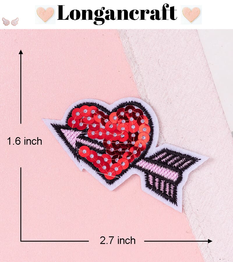 Heart Arrow Sequin Patches