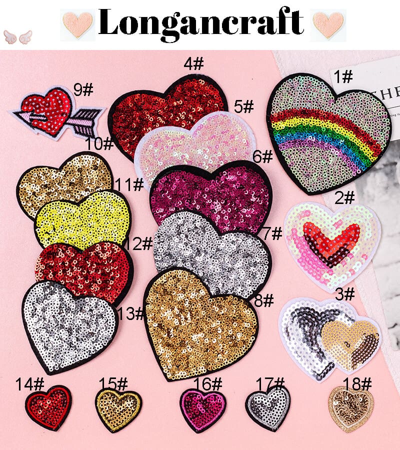 Heart Arrow Sequin Patches
