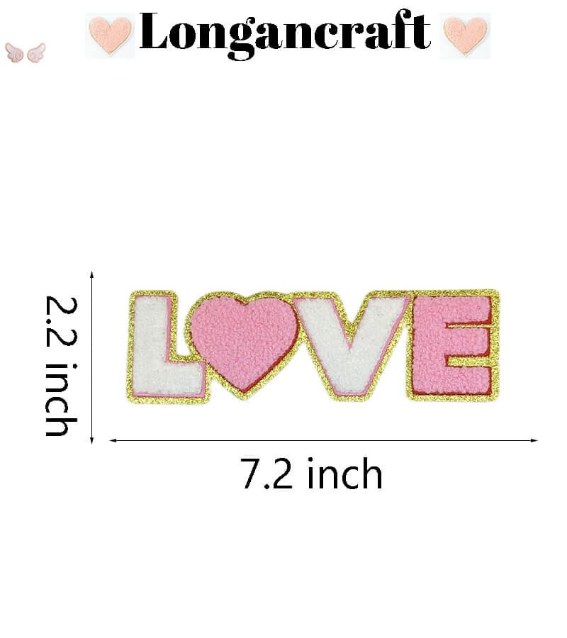 Love Glitter Chenille Patches