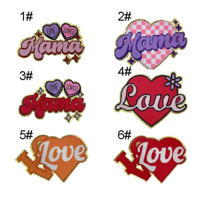 Iron On Patches Chenille Mama Love