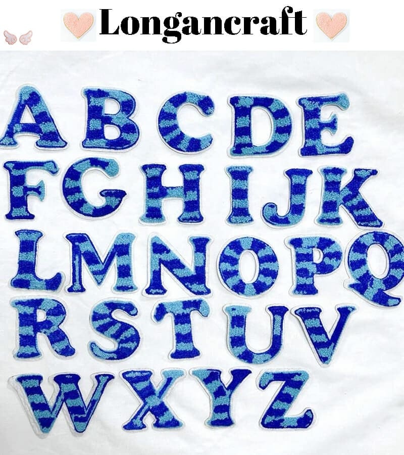 Stripe Blue Letters Patches