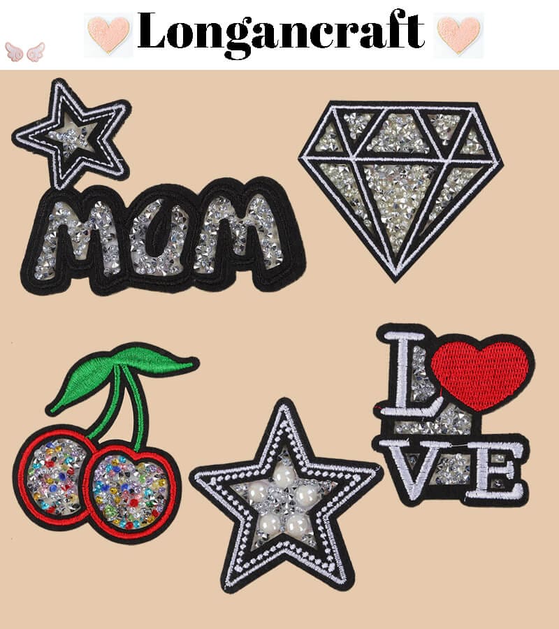 Love Mom Glitter Sequin Patches